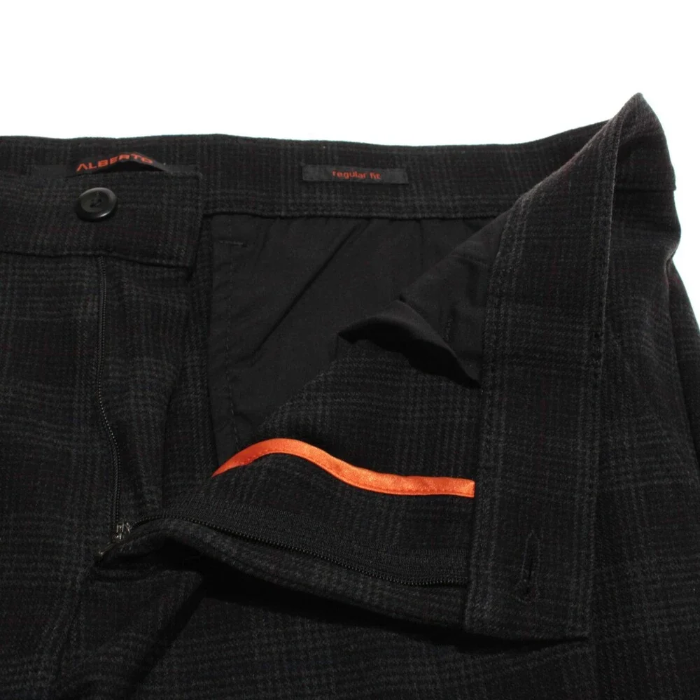 Alberto NWT Pleated Soft Check Chinos / Casual Pants Size 36 US Gray Polyester